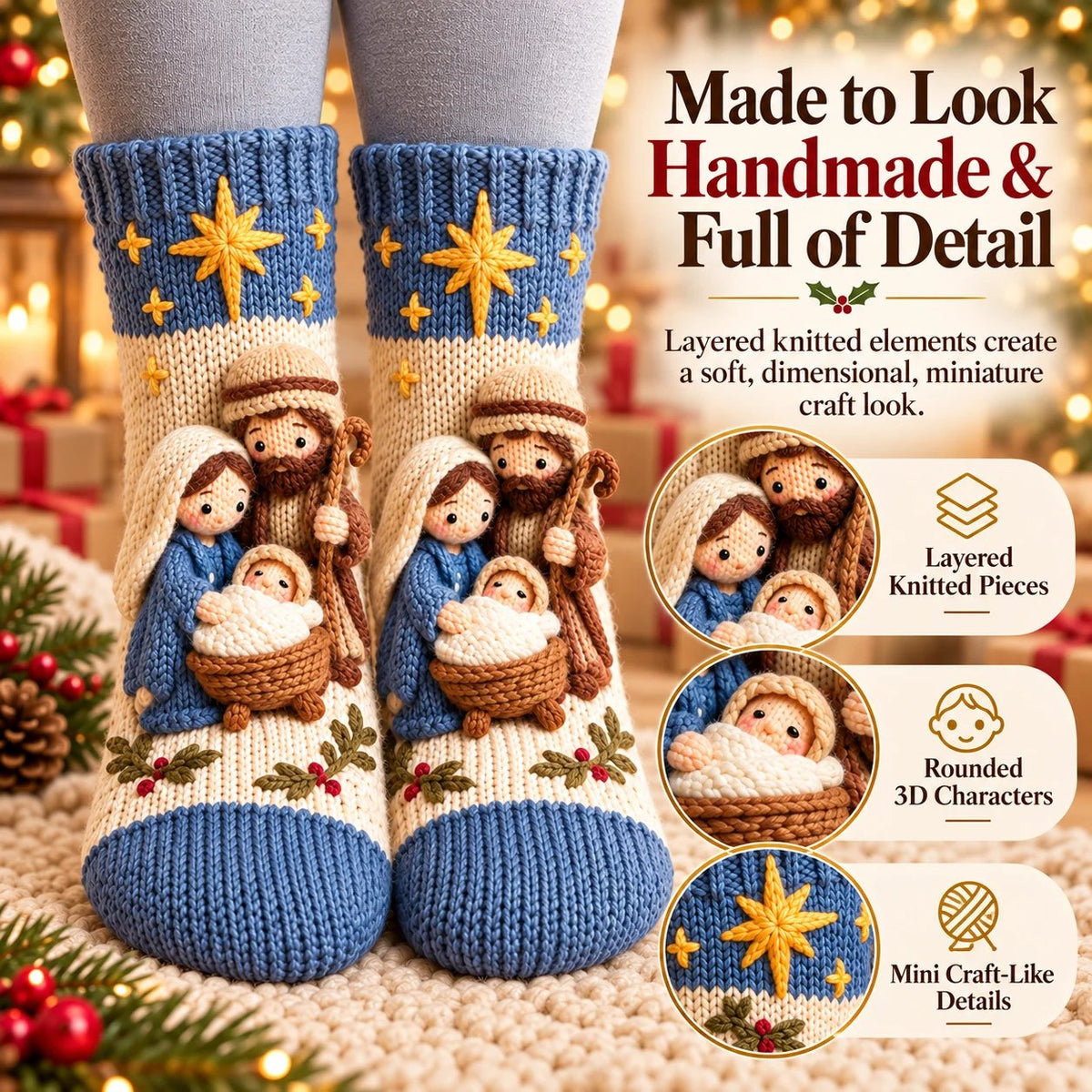 (🎁Last Day 49% OFF)🎅✨3D Nativity Christmas Socks🎄