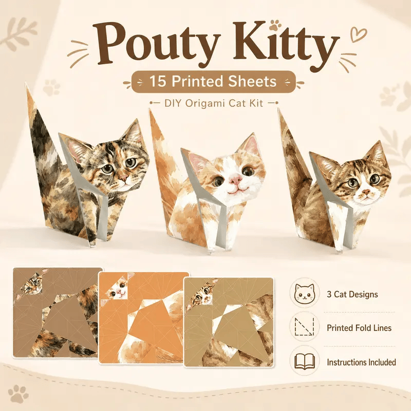 Kitty World 3D Cat Origami Kit