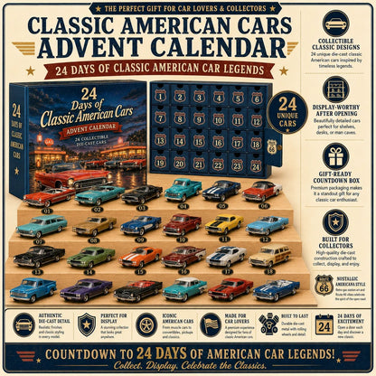 24 Days of Classic American Cars Advent Calendar – 24 Vintage Ride Collectibles for Car Lovers