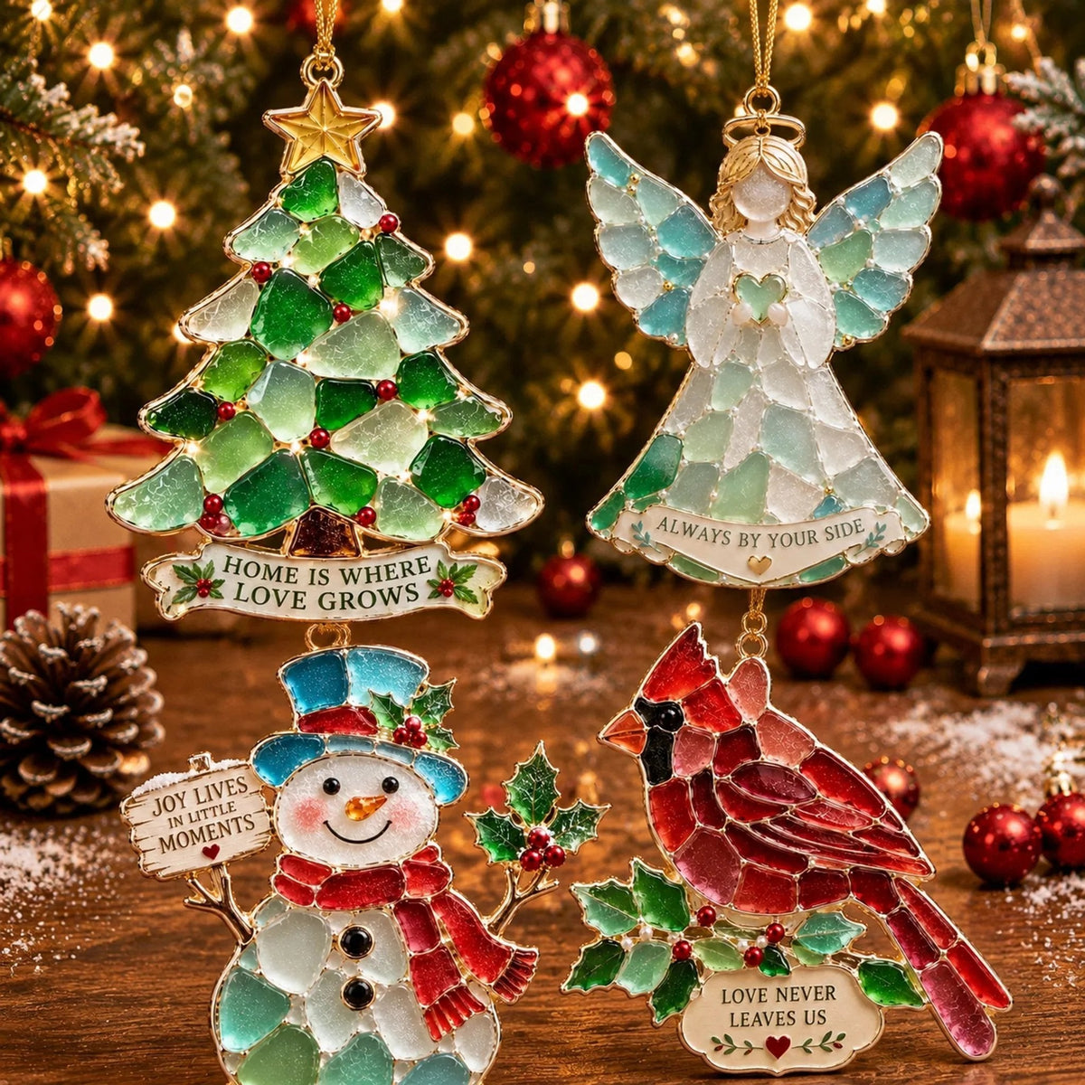 (🎁Last Day 49% OFF)🌊🎄Stained Sea Glass Style Christmas Ornaments